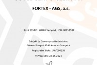 Hospodářská komora České republiky - Osvědčení o členství FORTEX - AGS, a.s.